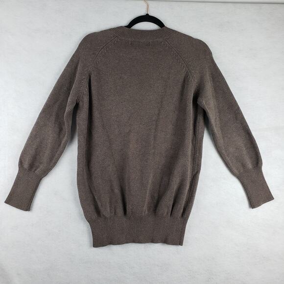 Zara Women's L V-Neck Pullover Sweater Neutral Smokey Brown Classic Academia - Picture 7 of 8